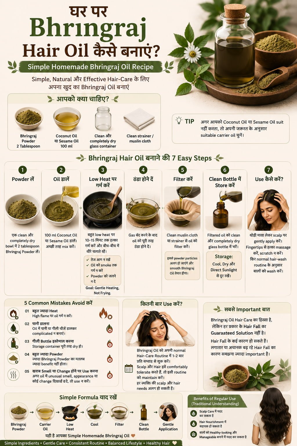 घर पर Bhringraj Hair Oil कैसे बनाएं मुख्य इन्फोग्राफिक
