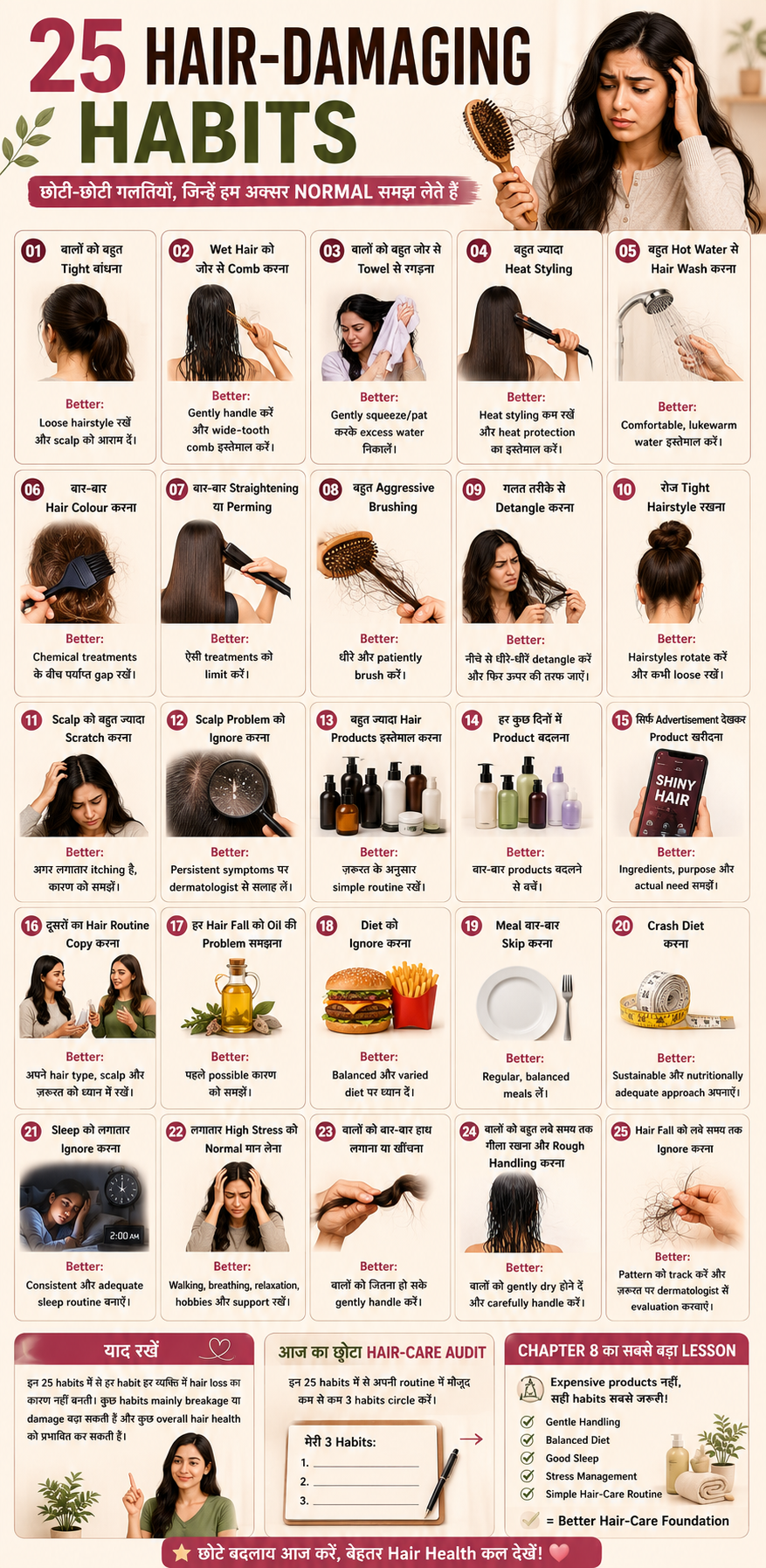 25 Hair-Damaging Habits मुख्य इन्फोग्राफिक