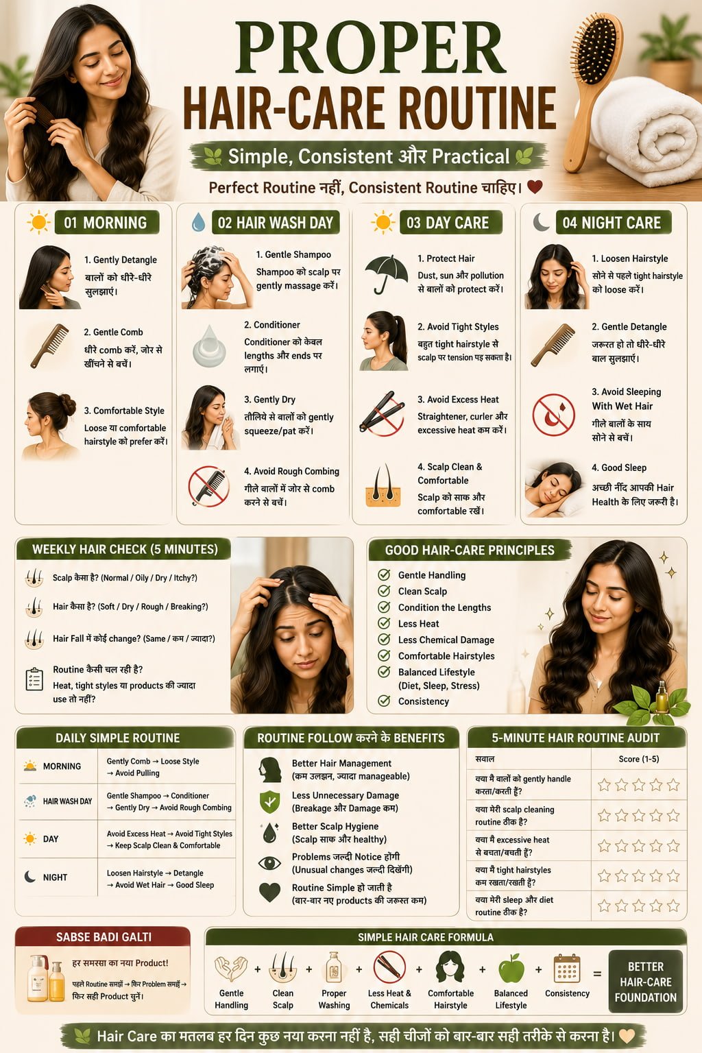 Proper Hair-Care Routine मुख्य इन्फोग्राफिक